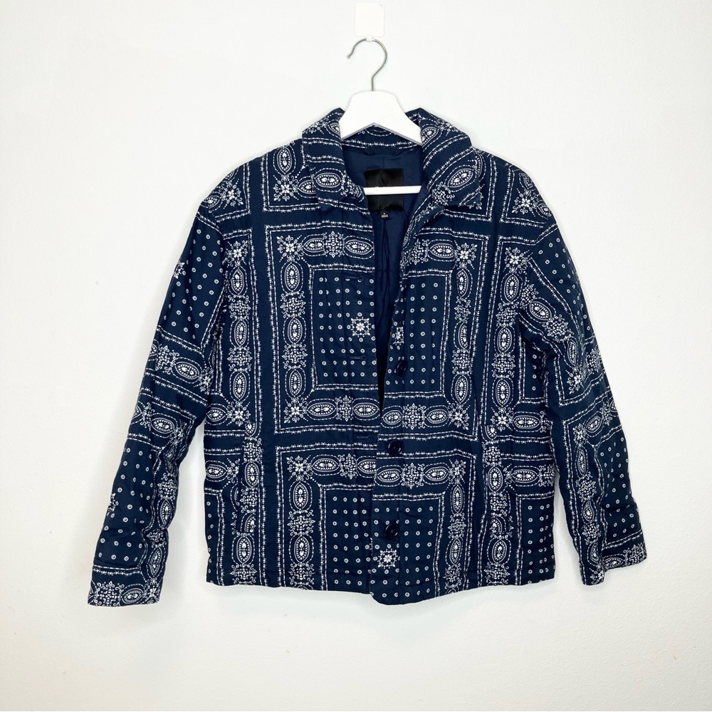 Madewell Women’s Padded Chore Jacket in Vintage Bandana blue paisley print Small